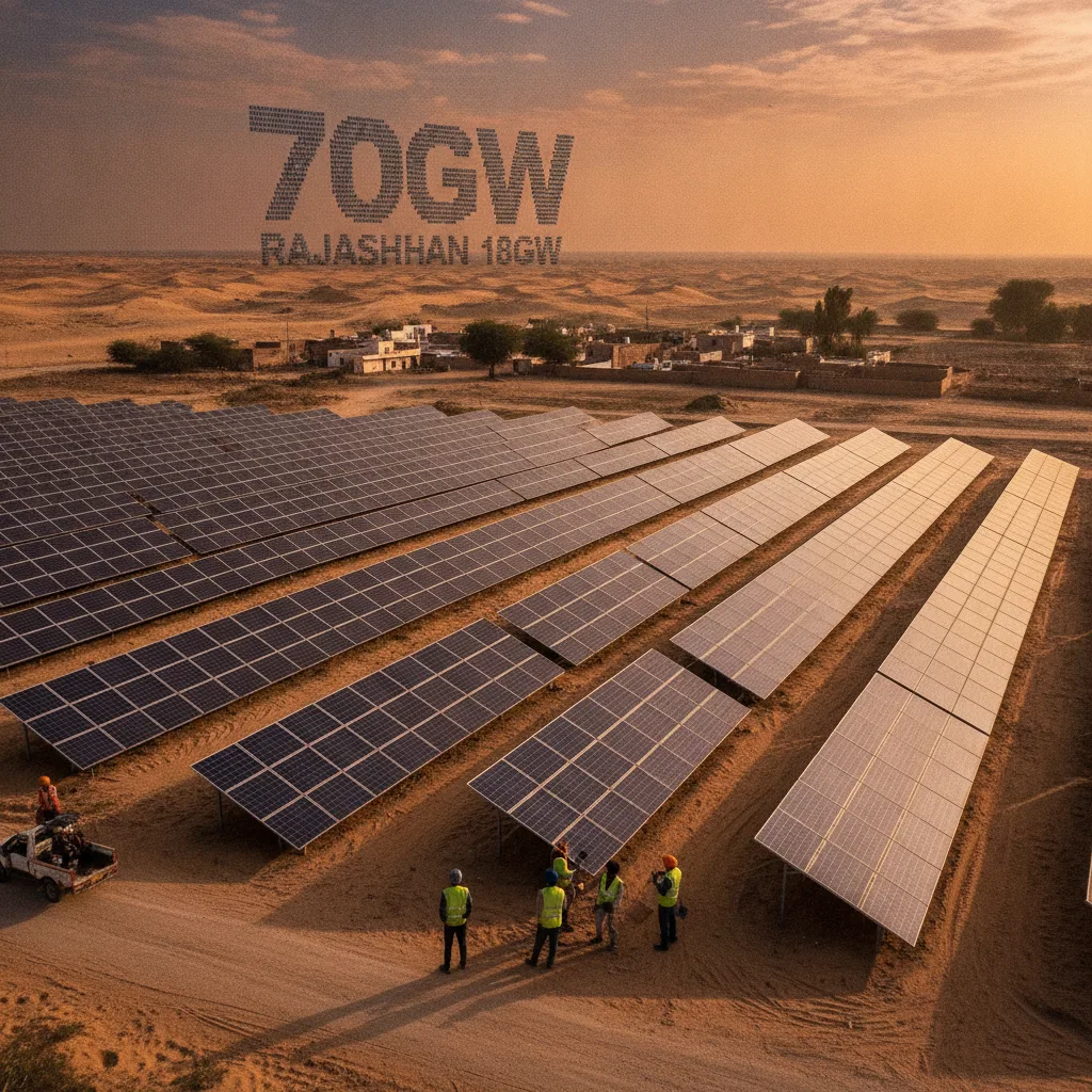 India's Solar Capacity Hits 70 GW, Rajasthan Tops with 18 GW