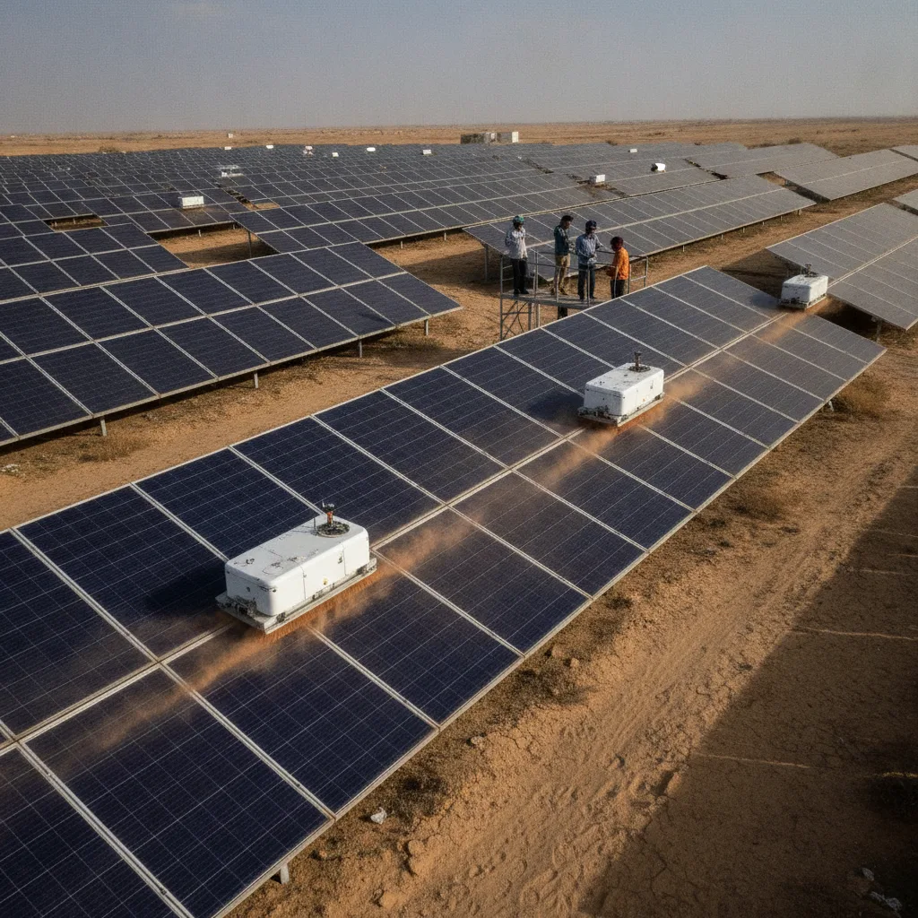 Rajasthan's Bhadla Solar Park Turns to Dry-Cleaning Robots as Water Runs Short