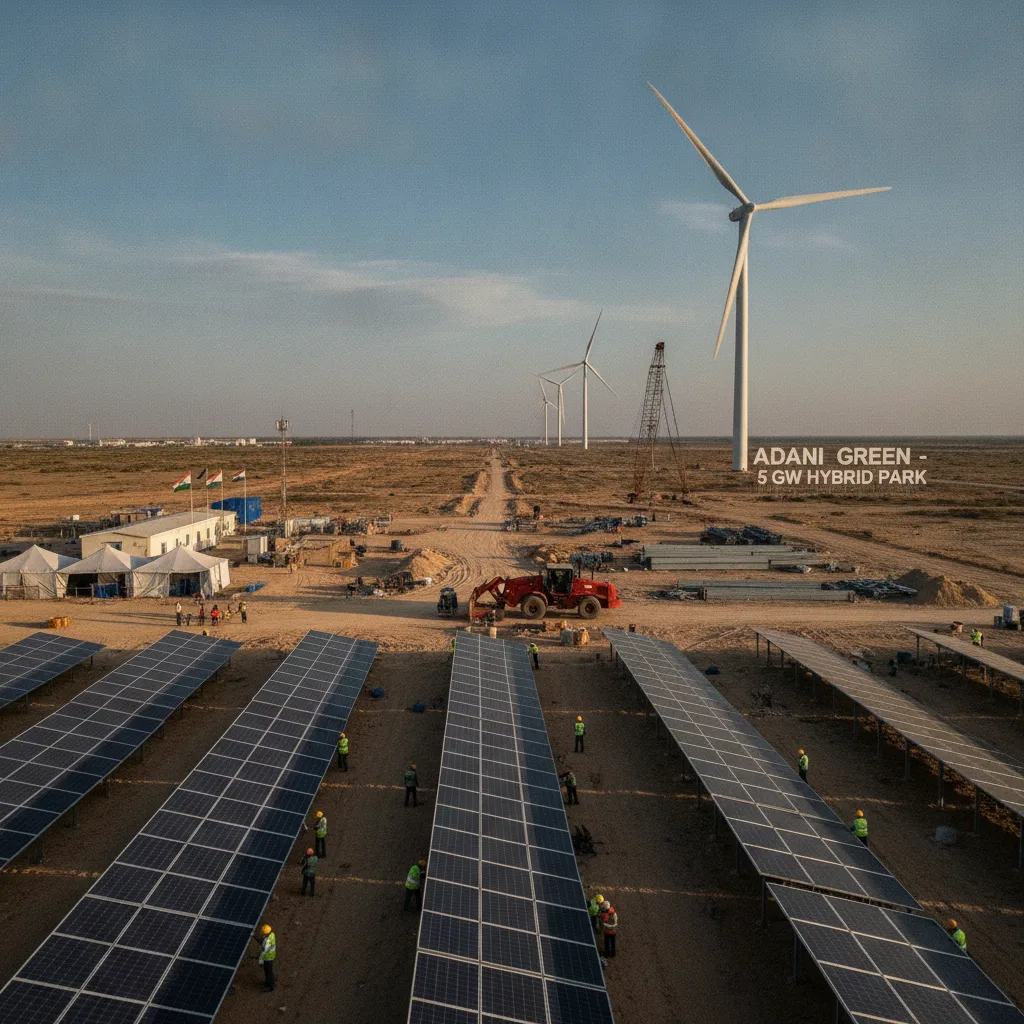 Adani Green starts building India's first 5 GW hybrid solar-wind park in Kutch